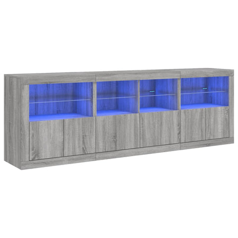 vidaXL Sideboard mit LED-Leuchten Grau Sonoma 202x37x67 cm