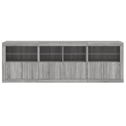 vidaXL Sideboard mit LED-Leuchten Grau Sonoma 202x37x67 cm