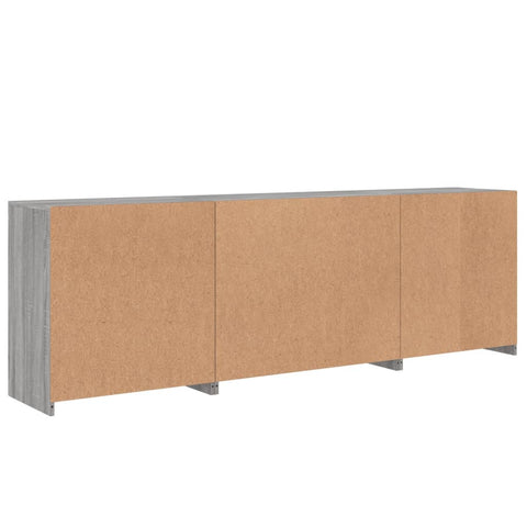 vidaXL Sideboard mit LED-Leuchten Grau Sonoma 202x37x67 cm