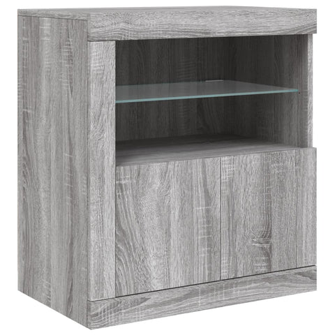 vidaXL Sideboard mit LED-Leuchten Grau Sonoma 202x37x67 cm