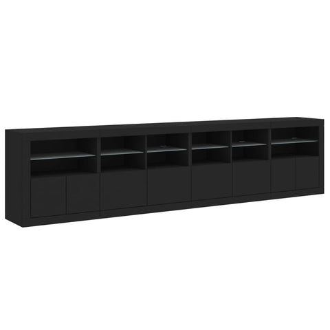 Sideboard mit LED-Leuchten Schwarz 283x37x67 cm