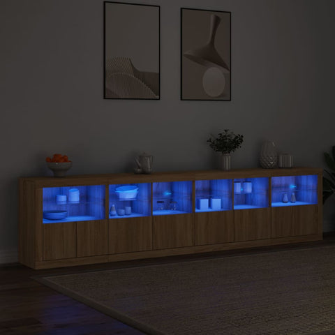 Sideboard mit LED-Leuchten Sonoma-Eiche 283x37x67 cm