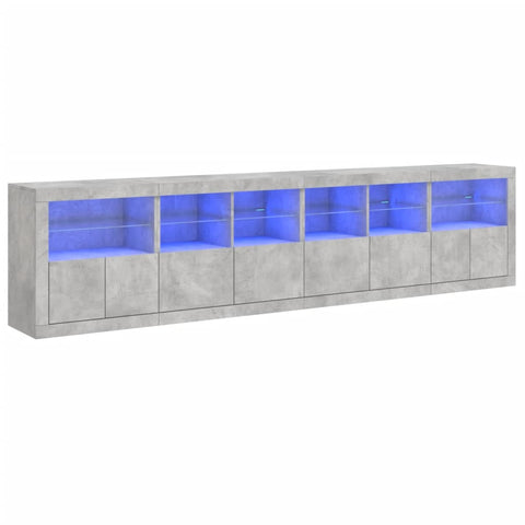 Sideboard mit LED-Leuchten Betongrau 283x37x67 cm