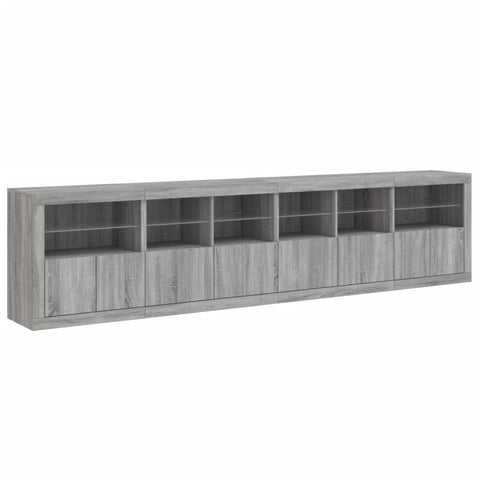 vidaXL Sideboard mit LED-Leuchten Grau Sonoma 283x37x67 cm