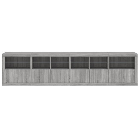 vidaXL Sideboard mit LED-Leuchten Grau Sonoma 283x37x67 cm