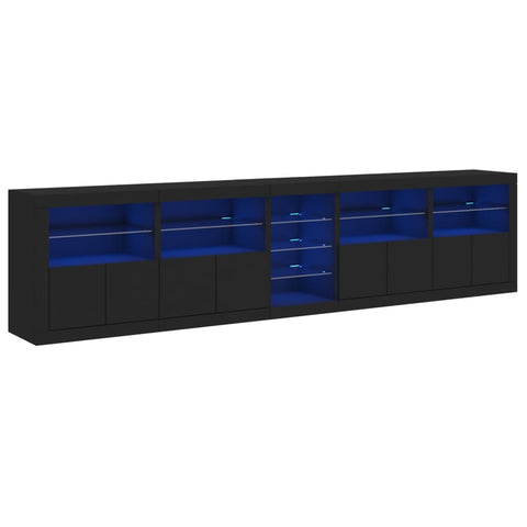 vidaXL Sideboard mit LED-Leuchten Schwarz 283x37x67 cm