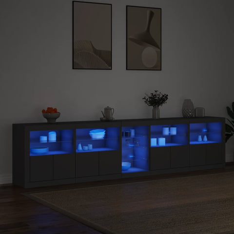 vidaXL Sideboard mit LED-Leuchten Schwarz 283x37x67 cm