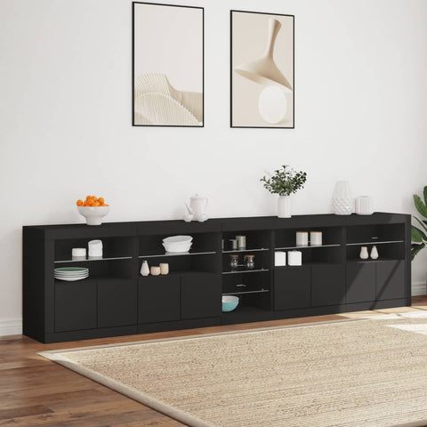 vidaXL Sideboard mit LED-Leuchten Schwarz 283x37x67 cm