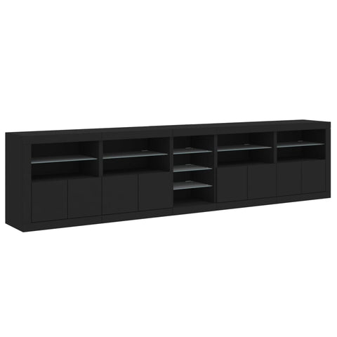 vidaXL Sideboard mit LED-Leuchten Schwarz 283x37x67 cm