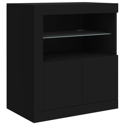 vidaXL Sideboard mit LED-Leuchten Schwarz 283x37x67 cm