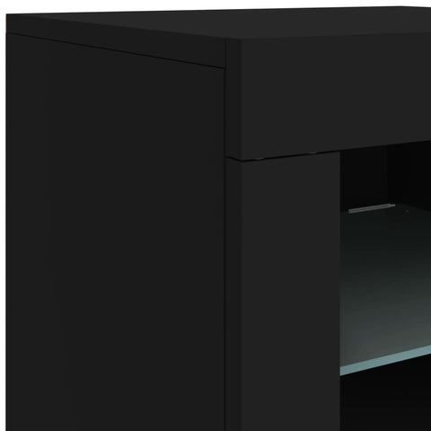 vidaXL Sideboard mit LED-Leuchten Schwarz 283x37x67 cm