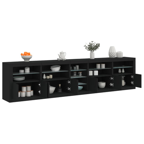 vidaXL Sideboard mit LED-Leuchten Schwarz 283x37x67 cm