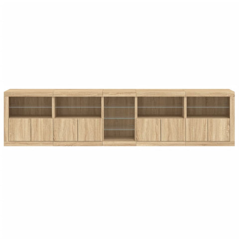 Sideboard mit LED-Leuchten Sonoma-Eiche 283x37x67 cm