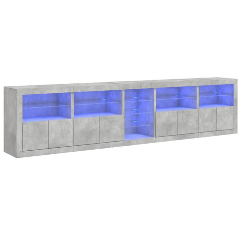 vidaXL Sideboard mit LED-Leuchten Betongrau 283x37x67 cm