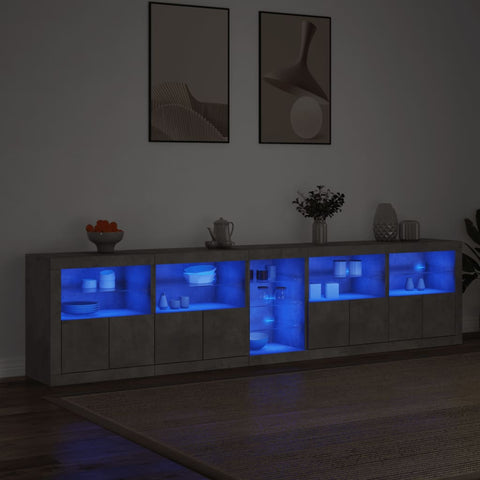 vidaXL Sideboard mit LED-Leuchten Betongrau 283x37x67 cm