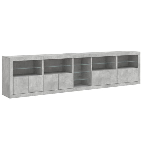 vidaXL Sideboard mit LED-Leuchten Betongrau 283x37x67 cm