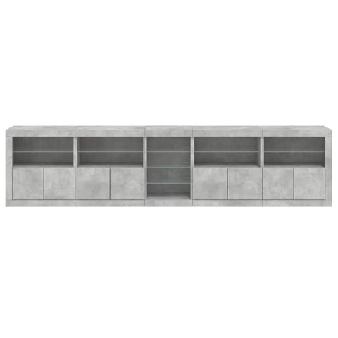 vidaXL Sideboard mit LED-Leuchten Betongrau 283x37x67 cm