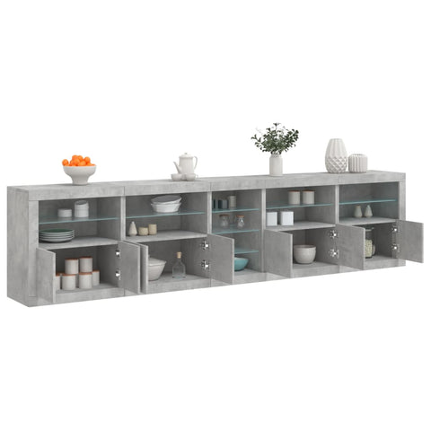 vidaXL Sideboard mit LED-Leuchten Betongrau 283x37x67 cm