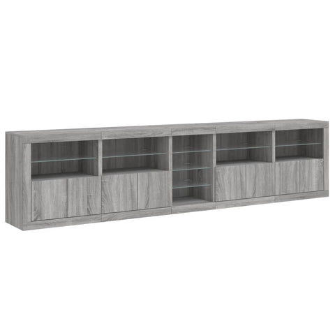 vidaXL Sideboard mit LED-Leuchten Grau Sonoma 283x37x67 cm