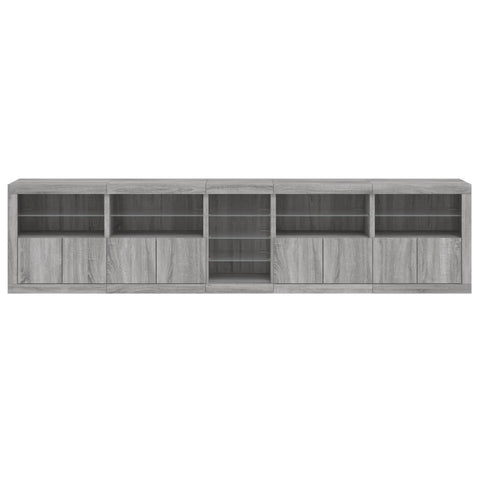 vidaXL Sideboard mit LED-Leuchten Grau Sonoma 283x37x67 cm