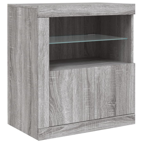 vidaXL Sideboard mit LED-Leuchten Grau Sonoma 283x37x67 cm