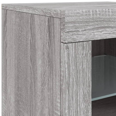 vidaXL Sideboard mit LED-Leuchten Grau Sonoma 283x37x67 cm