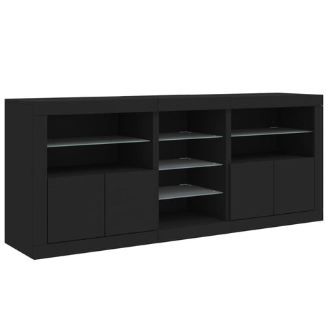 vidaXL Sideboard mit LED-Leuchten Schwarz 162x37x67 cm