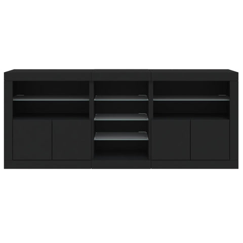 vidaXL Sideboard mit LED-Leuchten Schwarz 162x37x67 cm