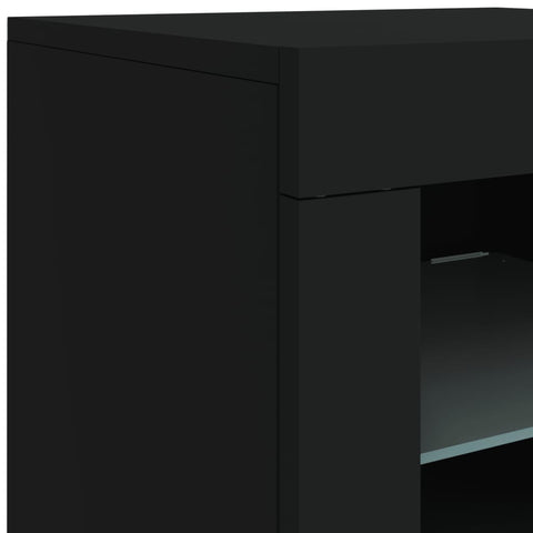 vidaXL Sideboard mit LED-Leuchten Schwarz 162x37x67 cm