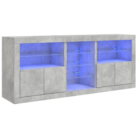 vidaXL Sideboard mit LED-Leuchten Betongrau 162x37x67 cm