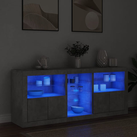 vidaXL Sideboard mit LED-Leuchten Betongrau 162x37x67 cm