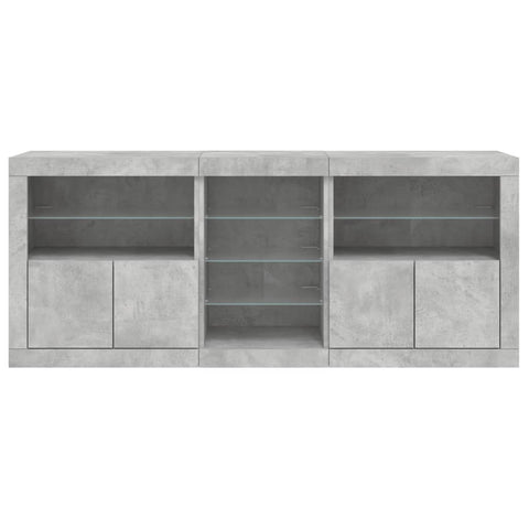 vidaXL Sideboard mit LED-Leuchten Betongrau 162x37x67 cm