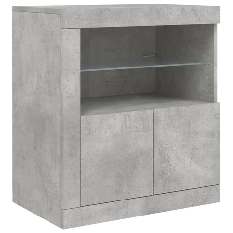 vidaXL Sideboard mit LED-Leuchten Betongrau 162x37x67 cm