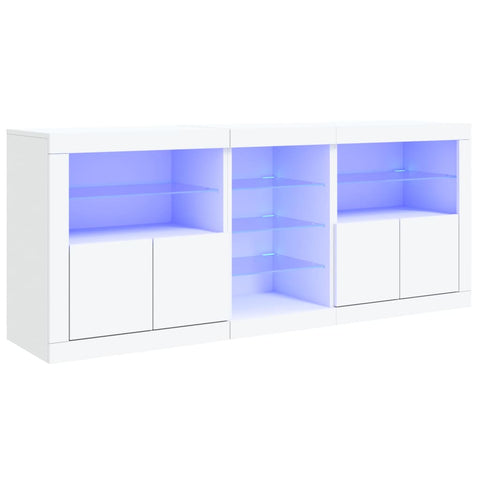 vidaXL Sideboard mit LED-Leuchten Weiß 181,5x37x67 cm