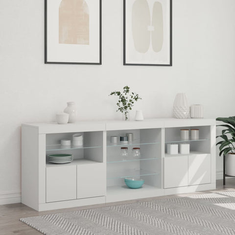 vidaXL Sideboard mit LED-Leuchten Weiß 181,5x37x67 cm