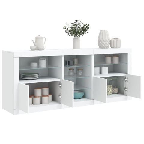 vidaXL Sideboard mit LED-Leuchten Weiß 181,5x37x67 cm