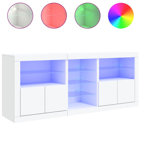 vidaXL Sideboard mit LED-Leuchten Weiß 181,5x37x67 cm