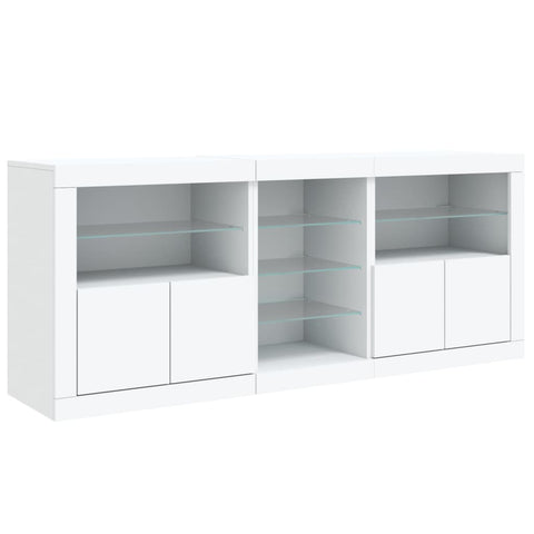 vidaXL Sideboard mit LED-Leuchten Weiß 181,5x37x67 cm