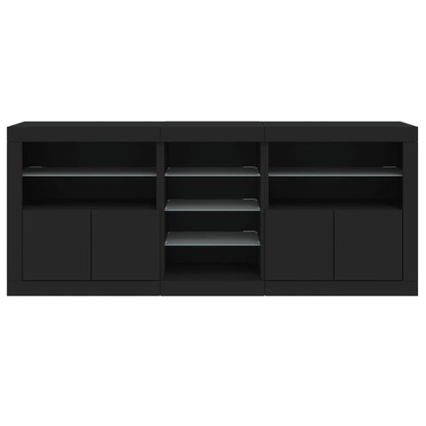 Sideboard mit LED-Leuchten Schwarz 181,5x37x67 cm