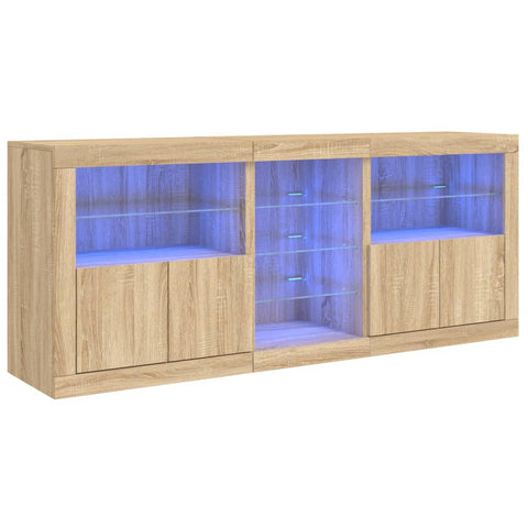 vidaXL Sideboard mit LED-Leuchten Sonoma-Eiche 181,5x37x67 cm