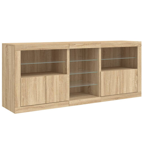 vidaXL Sideboard mit LED-Leuchten Sonoma-Eiche 181,5x37x67 cm