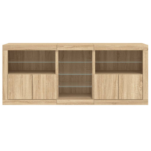 vidaXL Sideboard mit LED-Leuchten Sonoma-Eiche 181,5x37x67 cm