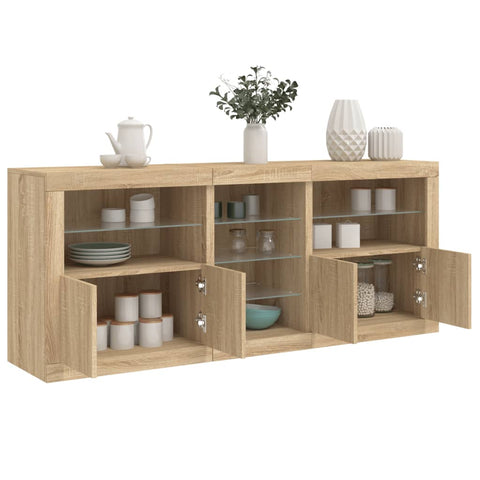 vidaXL Sideboard mit LED-Leuchten Sonoma-Eiche 181,5x37x67 cm