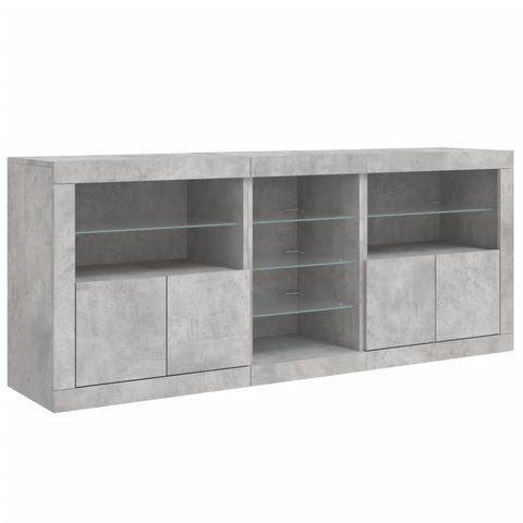 Sideboard mit LED-Leuchten Betongrau 181,5x37x67 cm