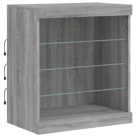 vidaXL Sideboard mit LED-Leuchten Grau Sonoma 181,5x37x67 cm