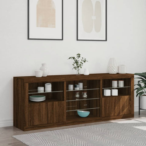 Sideboard mit LED-Leuchten Braun Eichen-Optik 181,5x37x67 cm