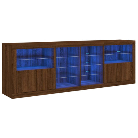 Sideboard mit LED-Leuchten Braun Eichen-Optik 202x37x67 cm