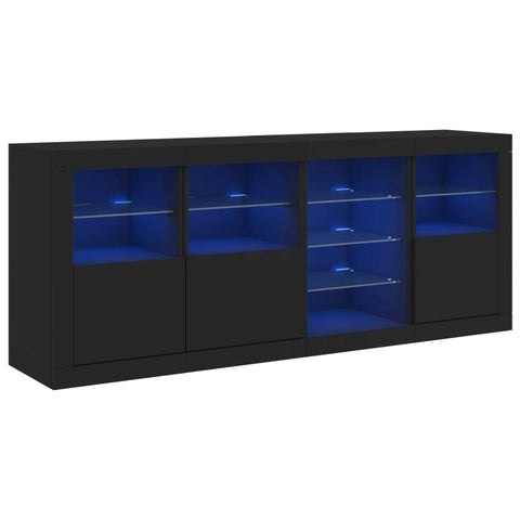 vidaXL Sideboard mit LED-Leuchten Schwarz 164x37x67 cm