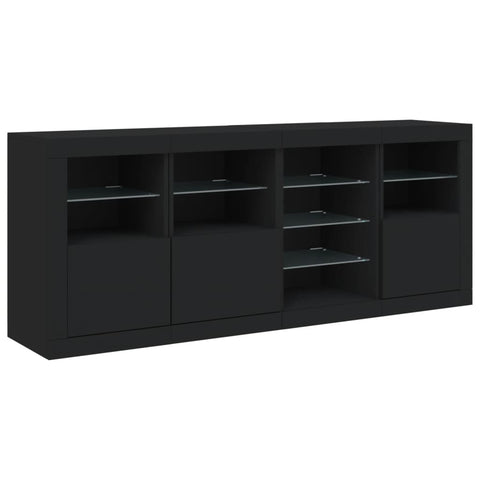 vidaXL Sideboard mit LED-Leuchten Schwarz 164x37x67 cm