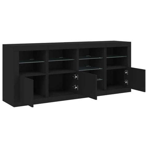 vidaXL Sideboard mit LED-Leuchten Schwarz 164x37x67 cm